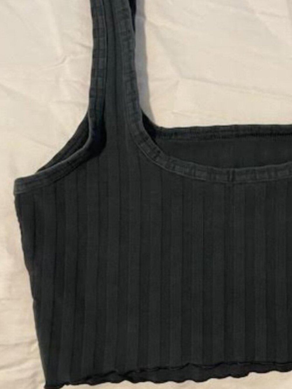 Top Small Black Gray Ribbed Cropped💙 - Picture 2 of 2